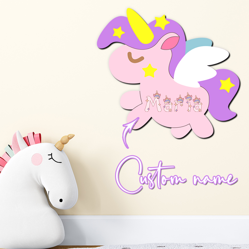 Baby Nursery Letters - Personalisiertes Einhorn-Holznamensschild, 3D-Buchstabenplakette, Pastellfarben, Mädchenzimmer-Wanddekoration, Babyparty,