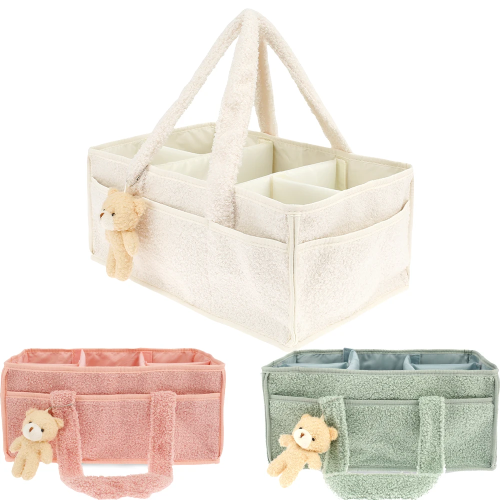 Diaper Caddy Organizer - Wickeltasche für Babys, Plüsch-Wickelorganizer mit Bär,