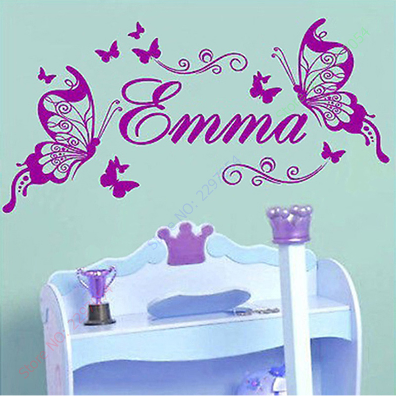 Baby Nursery Vinyl Wall Stickers - Neue Schmetterlinge Personalisierte Name Vinyl Schmetterling