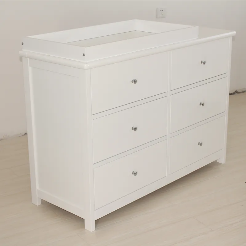 Baby Nursery Dresser - Weißer Baby-Aufbewahrungsschrank mit 6 Schubladen, Kinderzimmer-Organizer,