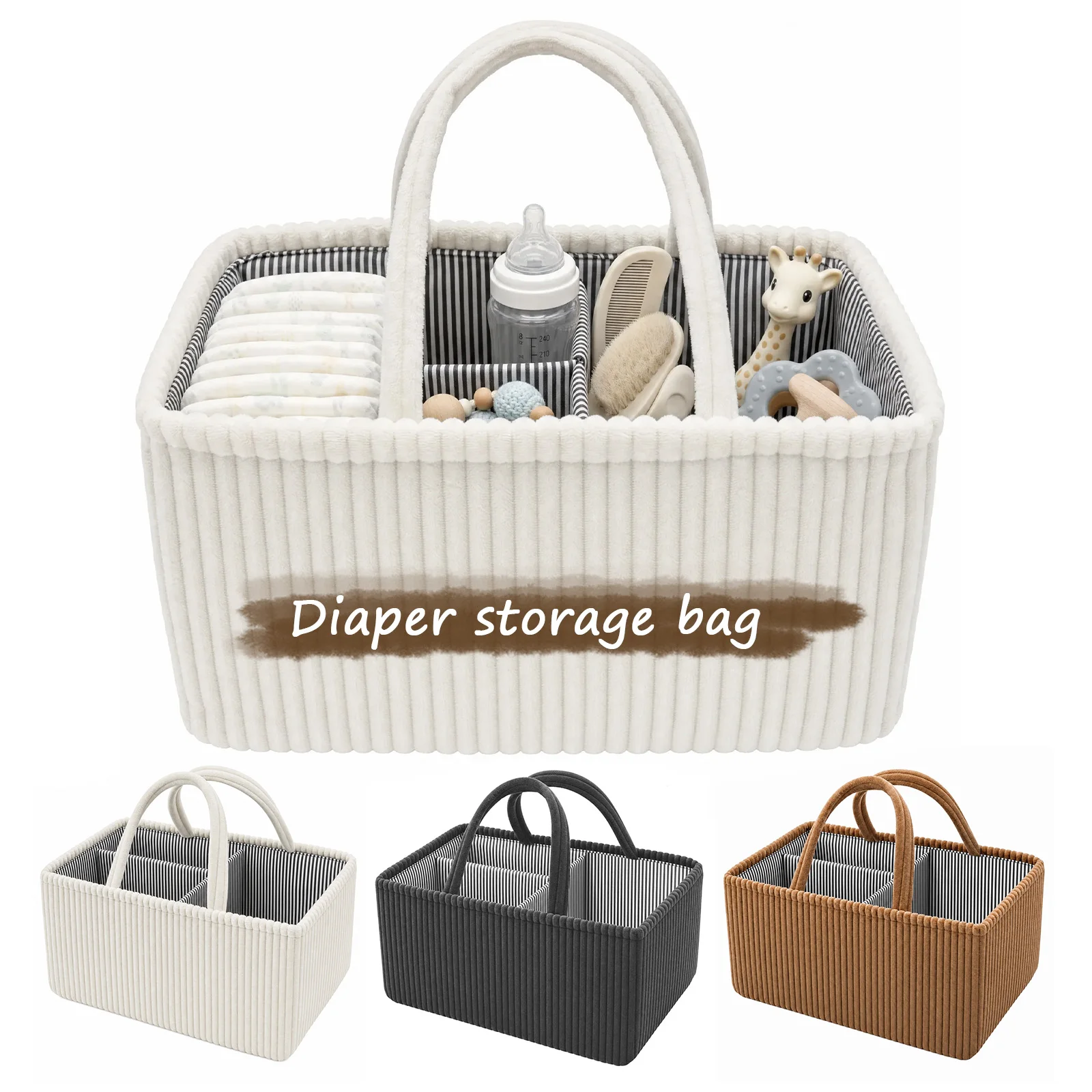 Diaper Caddy Organizer - Baby-Windel-Organizer, faltbarer Windel-Aufbewahrungskorb, Wickeltasche mit Griff,