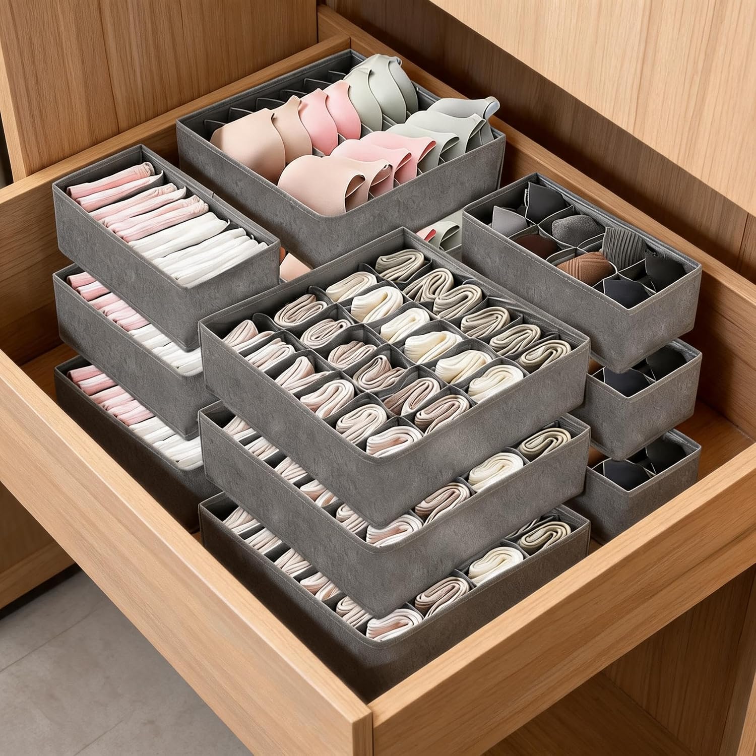 Baby Nursery Dresser - Garvee Home Platzsparendes 12er-Pack Unterwäsche-Schubladen-Organizer-Set –