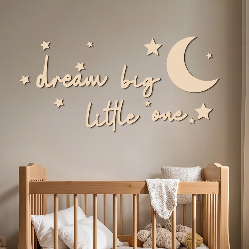 Baby Nursery Letters - Dream Big Little One Holzschilder, Wandaufkleber,