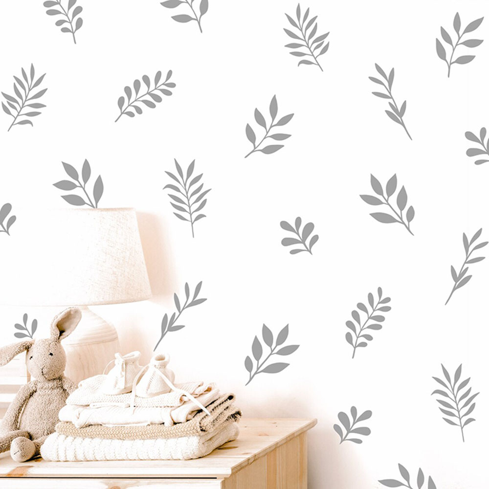 Baby Nursery Vinyl Wall Stickers - 41 Stücke Botanische Blatt Wandaufkleber Spielzimmer