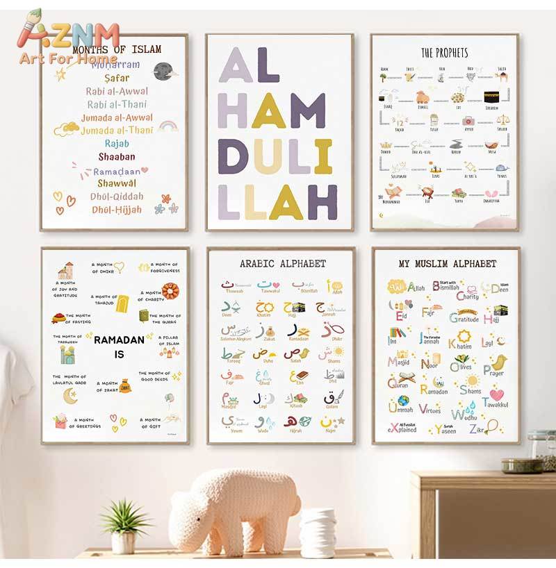 Baby Nursery Prints - Islamische Propheten Arabisches Alphabet Allah Koran