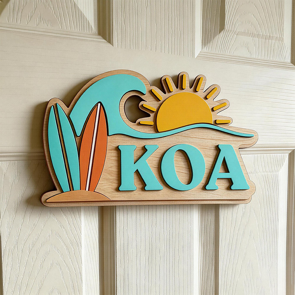 Baby Nursery Letters - Personalisiertes Strandwellen-Surfbrett Sonnennamen-Türschild für Kinderzimmer, Individuelles