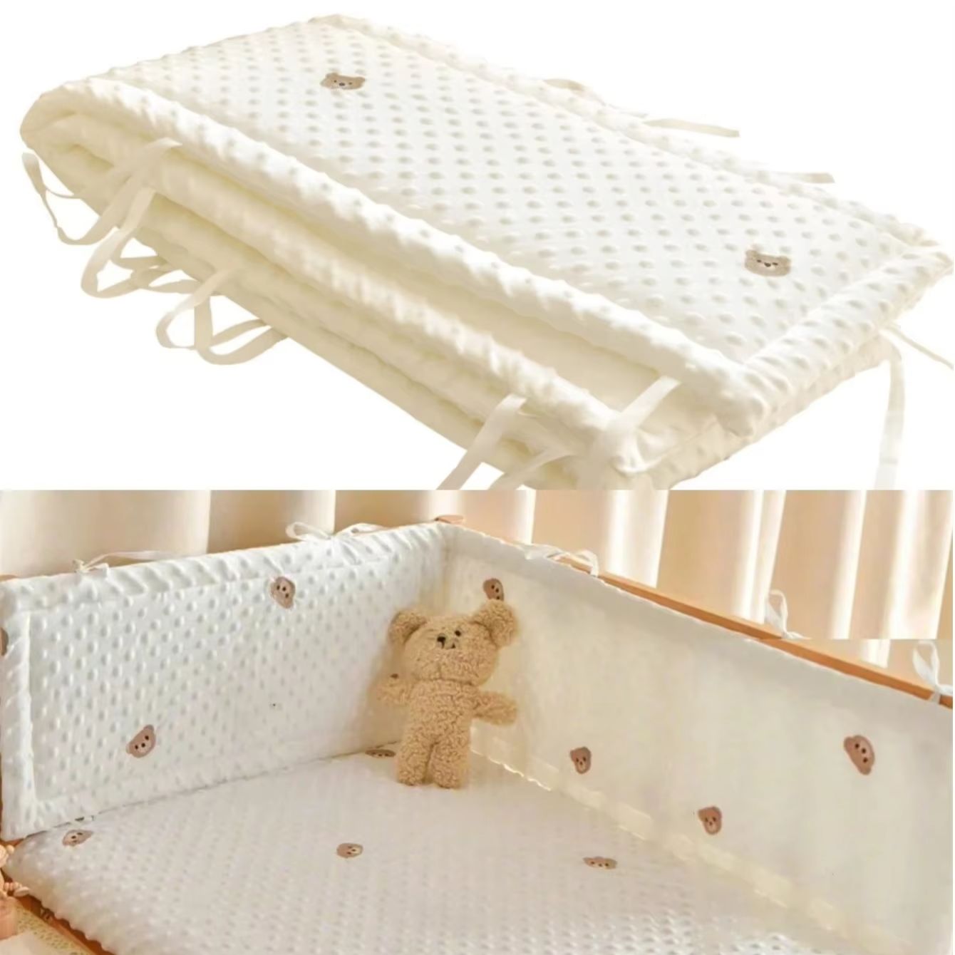 Baby Nursery Glider - Einfarbiger Babybettzaun aus Baumwolle, Bettschutzgitter, verdickter