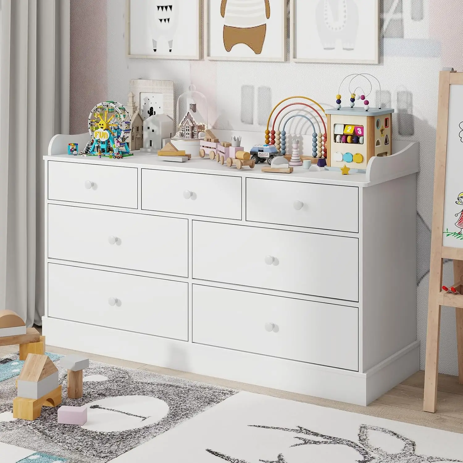 Baby Nursery Dresser - Kinderkommode mit 7 Schubladen, Wickeltisch fürs