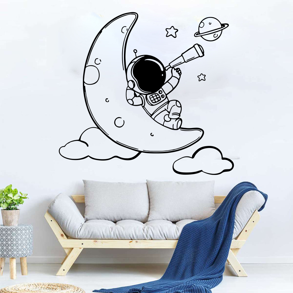 Cartoon Astronaut auf Die Mond – Baby Nursery Vinyl Wall Stickers Bewertung und Preis