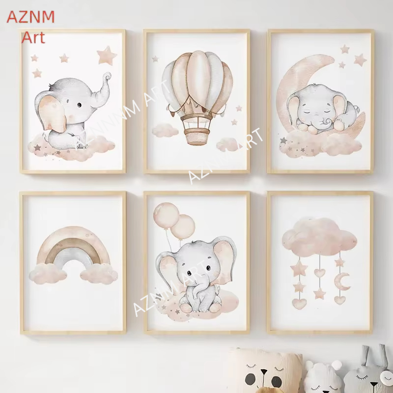 Elefanten-Ballon, Regenbogen,  – Baby Nursery Prints Bewertung und Preis
