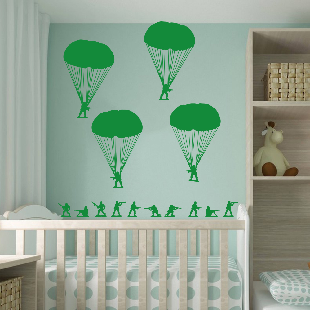 Armee Männer Soldaten Fallschi – Baby Nursery Vinyl Wall Stickers Bewertung und Preis