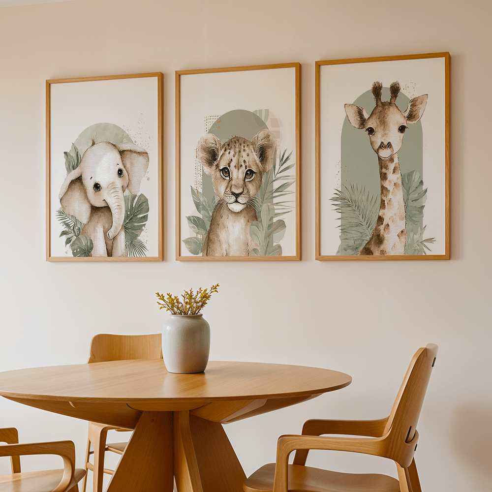 3-teiliges Set Retro Elefant,  – Baby Nursery Prints Bewertung und Preis
