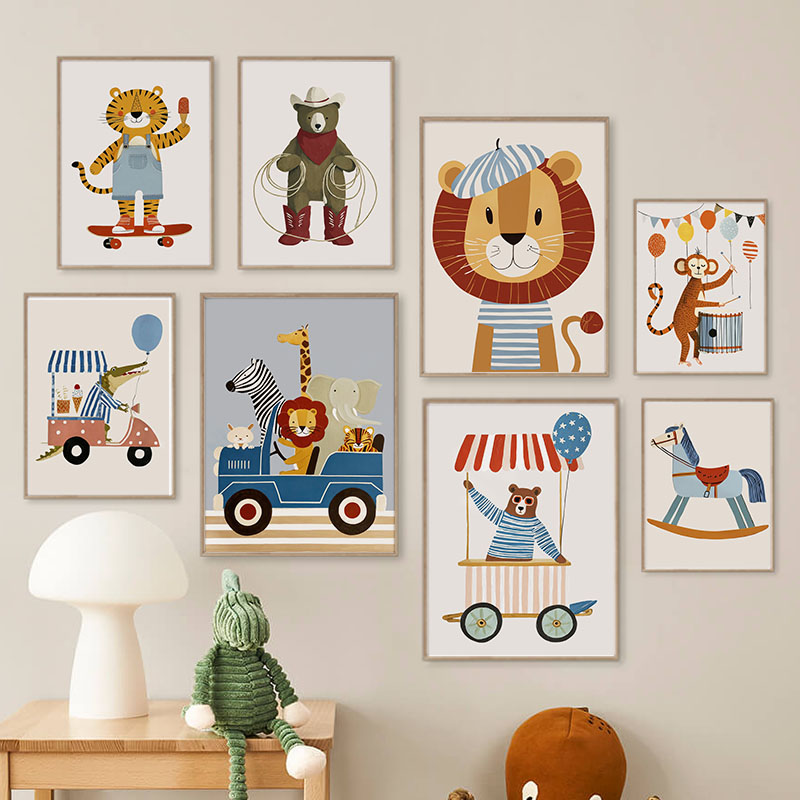 Lustige Cartoon-Tier Auto Ball – Baby Nursery Prints Bewertung und Preis