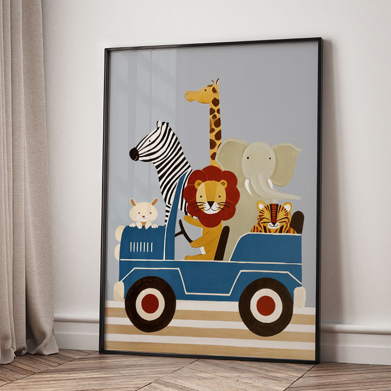 Lustige Cartoon-Tier Auto Ball – Baby Nursery Prints Bewertung und Preis