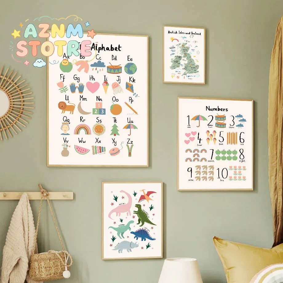Tierweltkarte Dinosaurier Alph – Baby Nursery Prints Bewertung und Preis