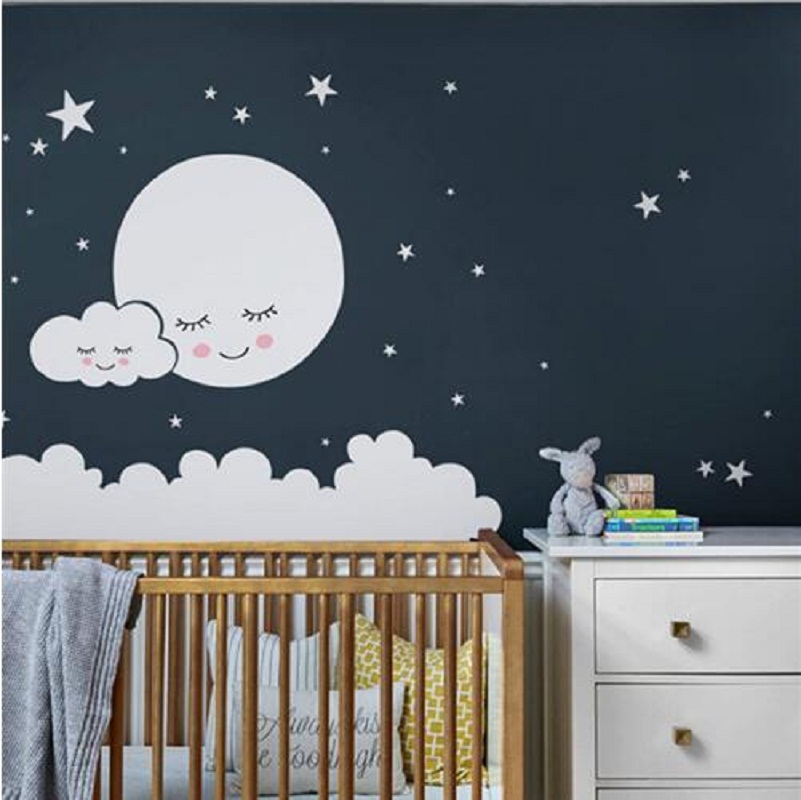 Schöne Mond Sterne Wandtattoo  – Baby Nursery Vinyl Wall Stickers Bewertung und Preis